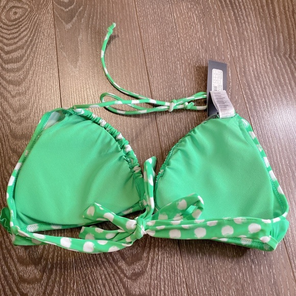 NWT Summer green ruffle polka dot swim top L - Picture 2 of 3
